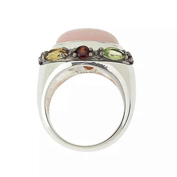 QVC Pink Opal 1.00 ct tw Multi-Gemstone East/West Sterling Silver Ring Size 8 - Picture 2 of 13
